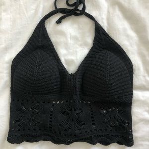 Hand knit crochet halter top